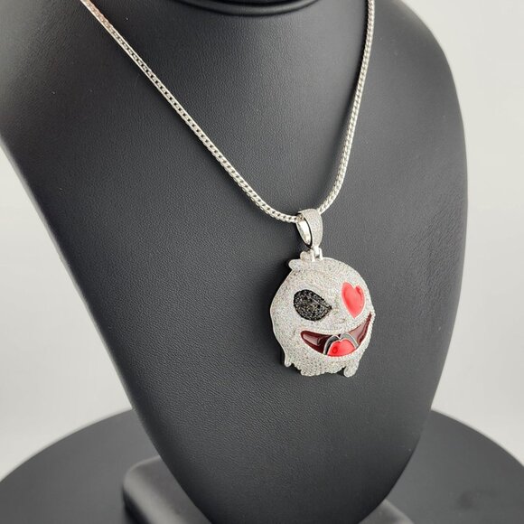 Two-Faced Charm: Half & Half Emoji Necklace in 925 Silver - Picture 6 of 8